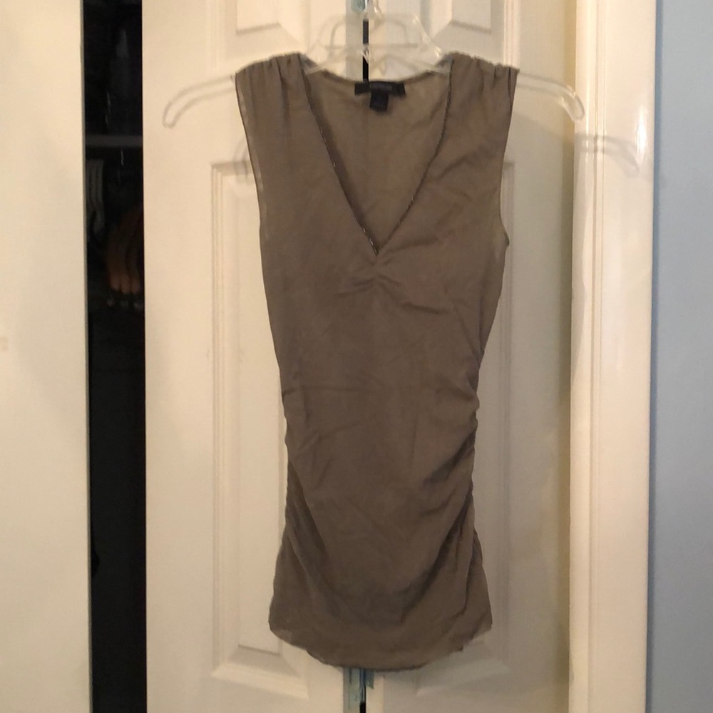 Express | Army green mesh tank with bead detailing